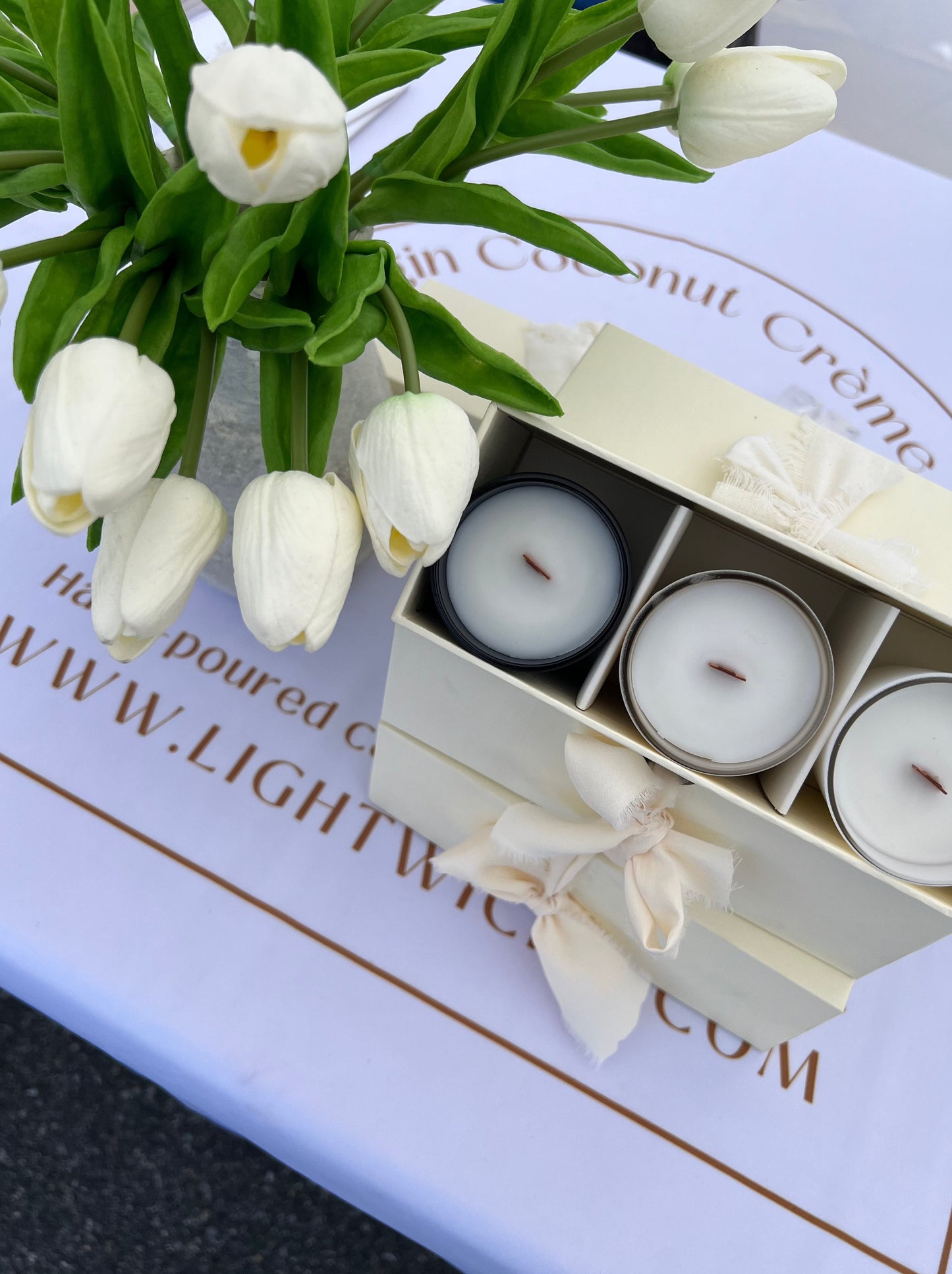 Best Seller Trio | Cream luxe linen candle box