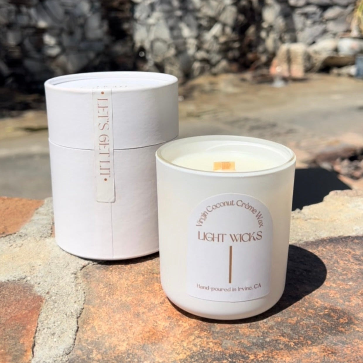 We proudly use virgin coconut creme wax blend, a sustainable and renewable source that does not produce harmful chemicals when burning, to provide a clean and long lasting burn, complimented with a wooden wick for a soft soothing crackling sound. Our candles are vegan, non-toxic, paraben-free, and phthalate-free.